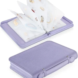 Jewelry Travel Organizer Case PU Leather Portable Jewelry Storage Book Bag