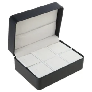 Black PU 6 Pairs Capacity Cufflink Holder Brooch Storage Box Jewelry Organizer